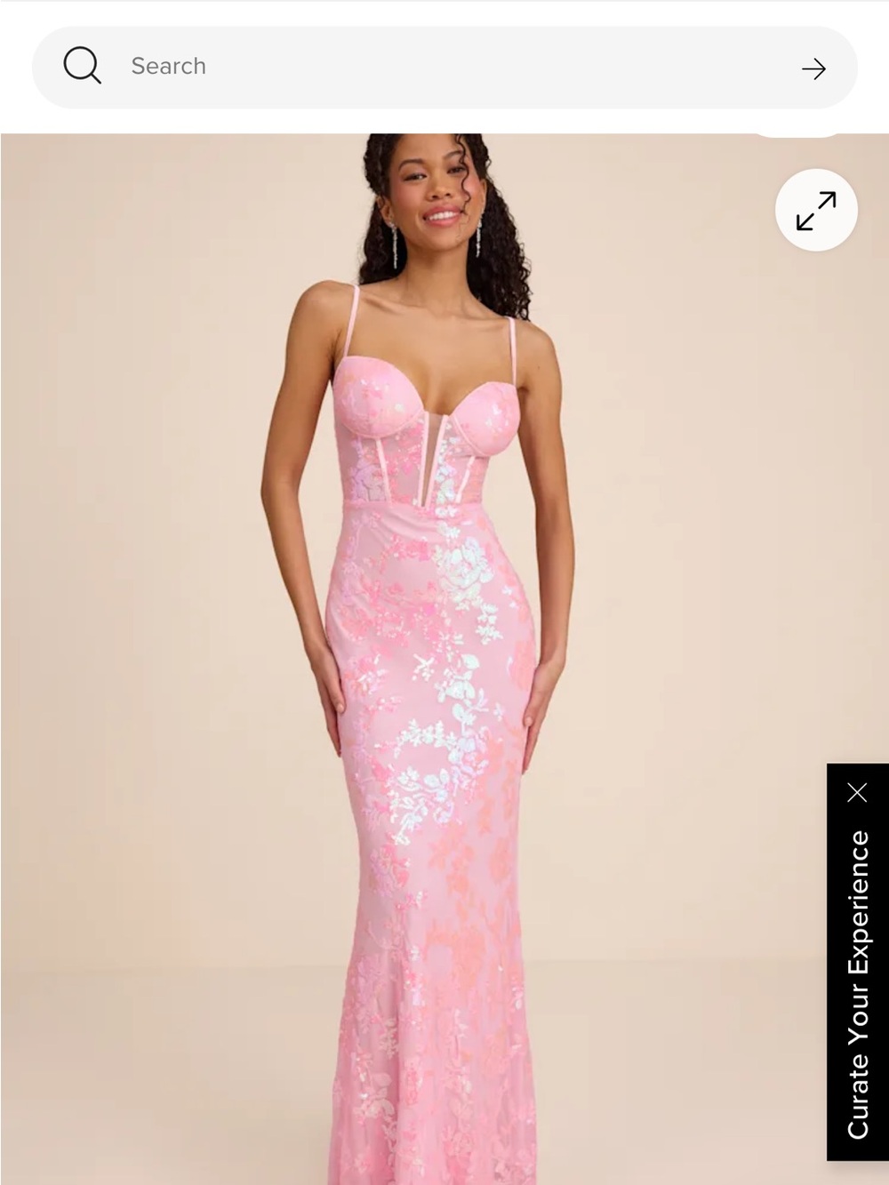 Pink Floral Lace Bustier Evening Dress